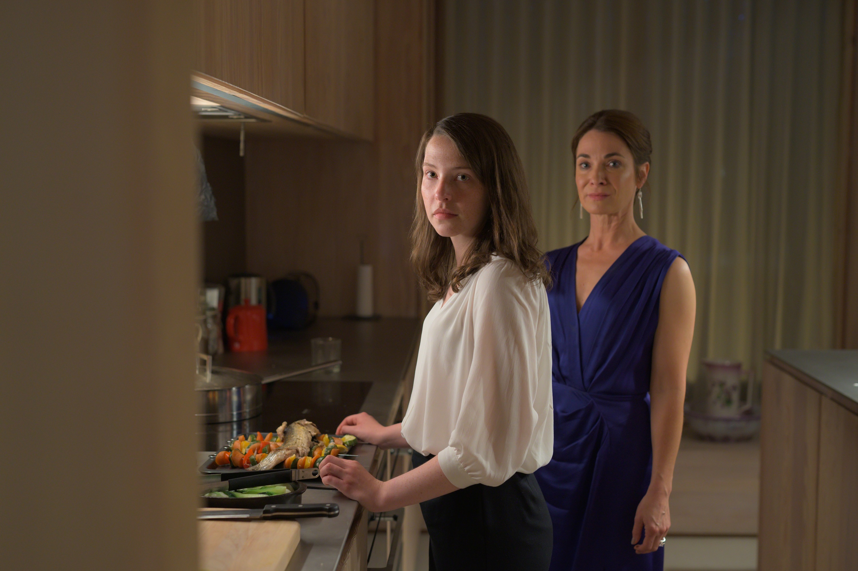 annes elwy and nia roberts in the kitchen in Gwledd