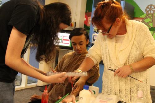 trainees learning make-up effects