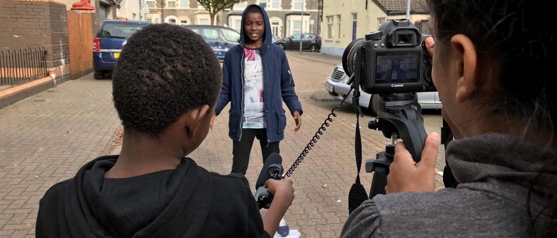 Young people making a film