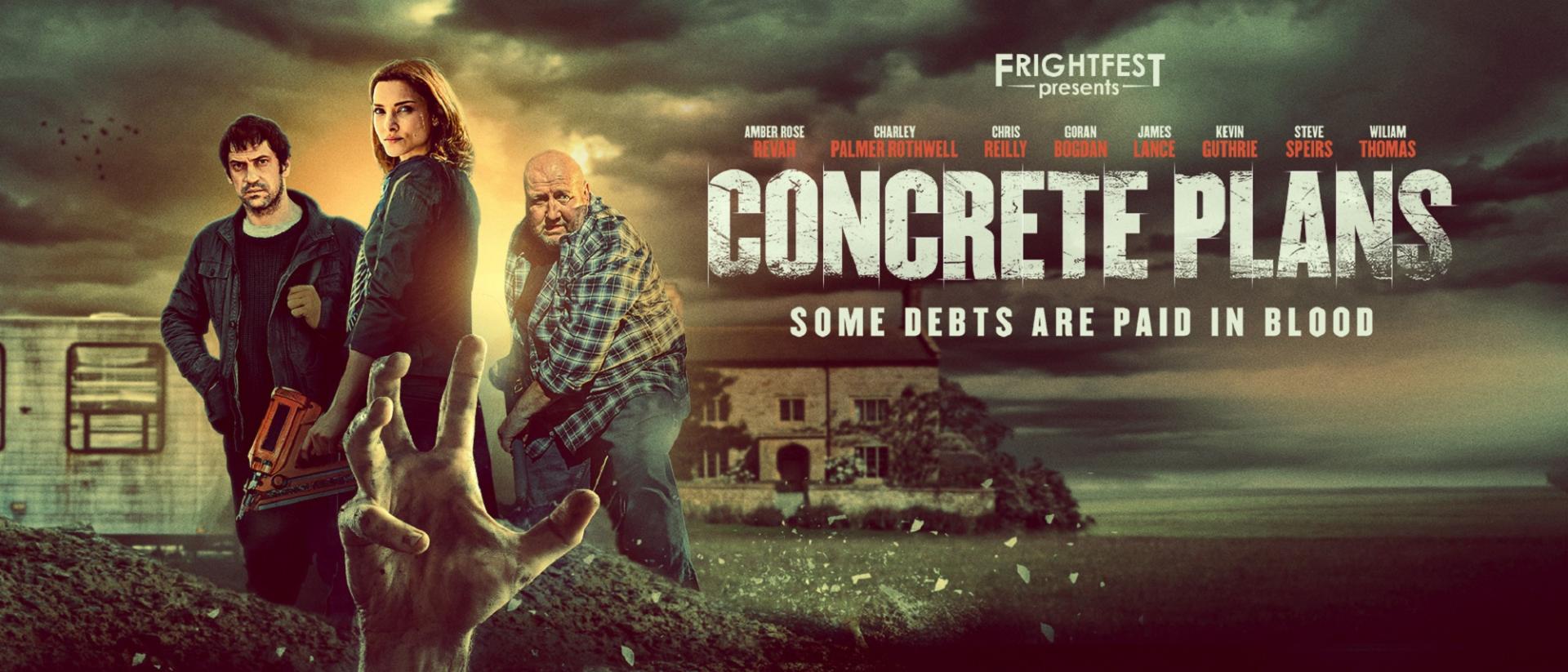 poster for concrete plans featuring a hand rising from a grave