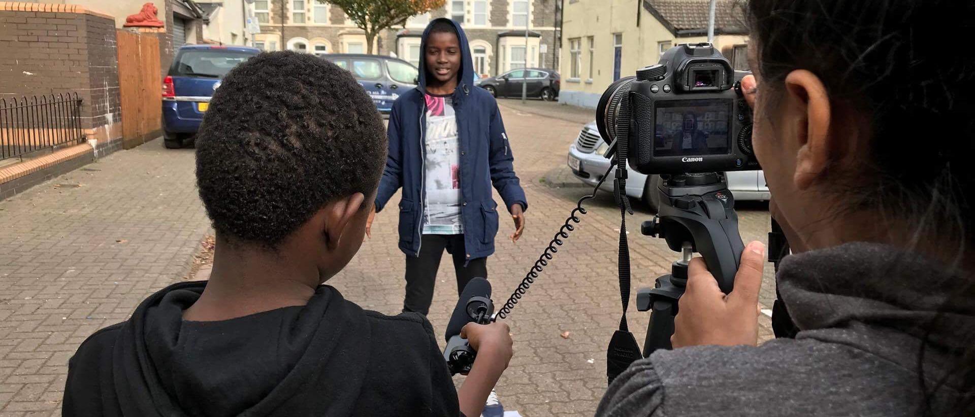 Young people making a film