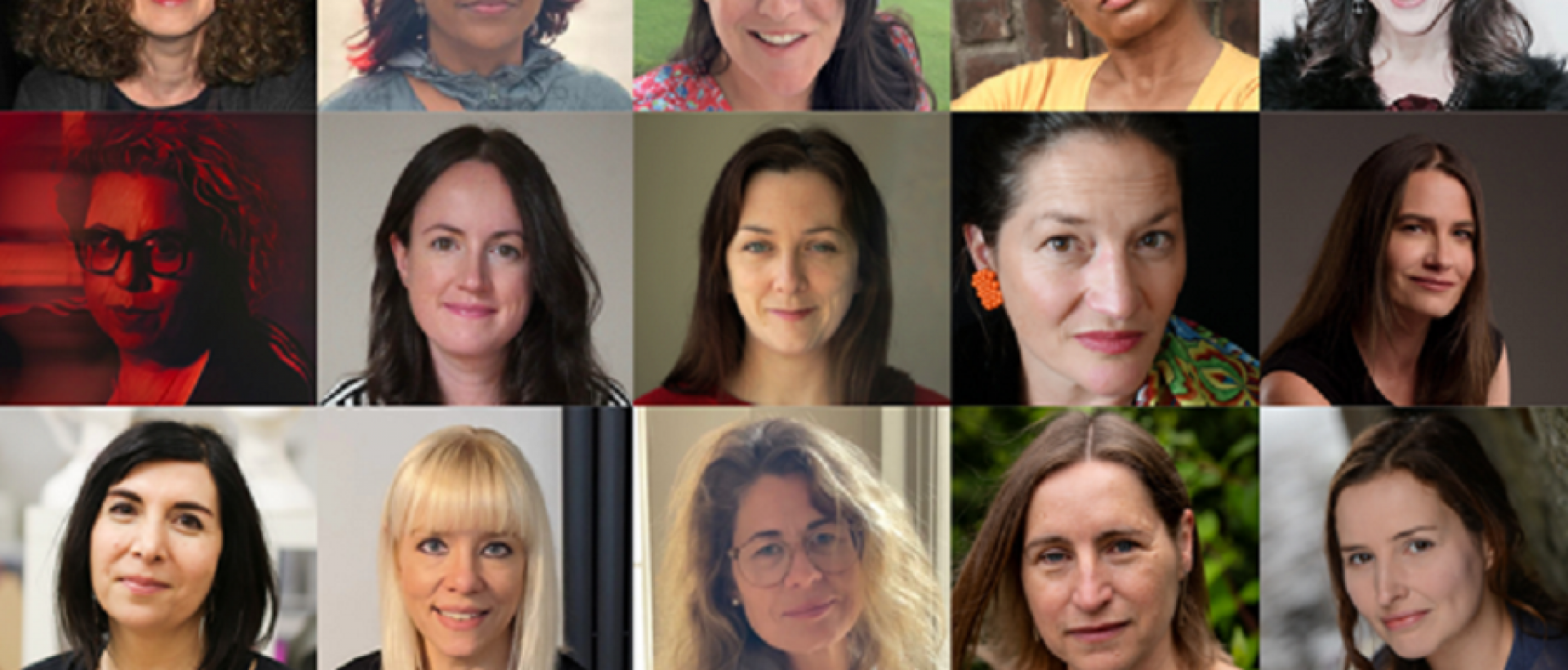 a collage of 15 portrait photos of women and non-binary screenwriters