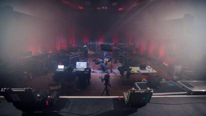 a concert being filmed inside neuadd ogwen