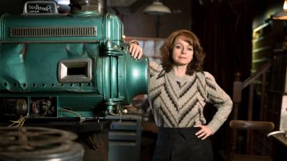 photo from save the cinema featuring samantha morton standing next to an old piece of machinery