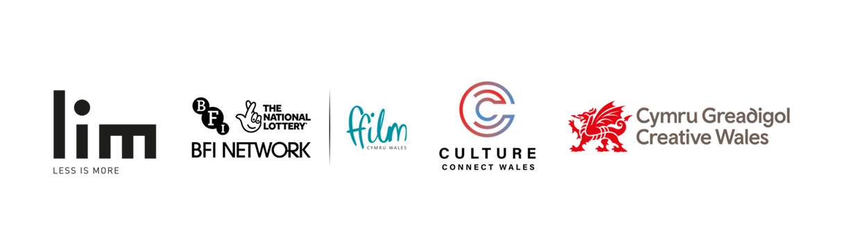 logos for LIM / BFI NETWORK / Ffilm Cymru Wales / Culture Connect Wales / Creative Wales