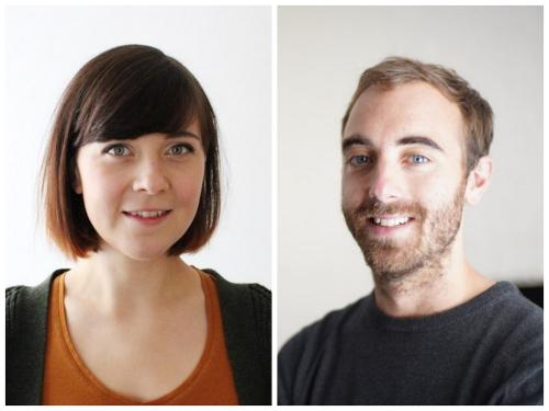 portrait photos of Lauren Orme and Jonny Campbell, with the black and pink Cardiff Animation Festival logo underneath