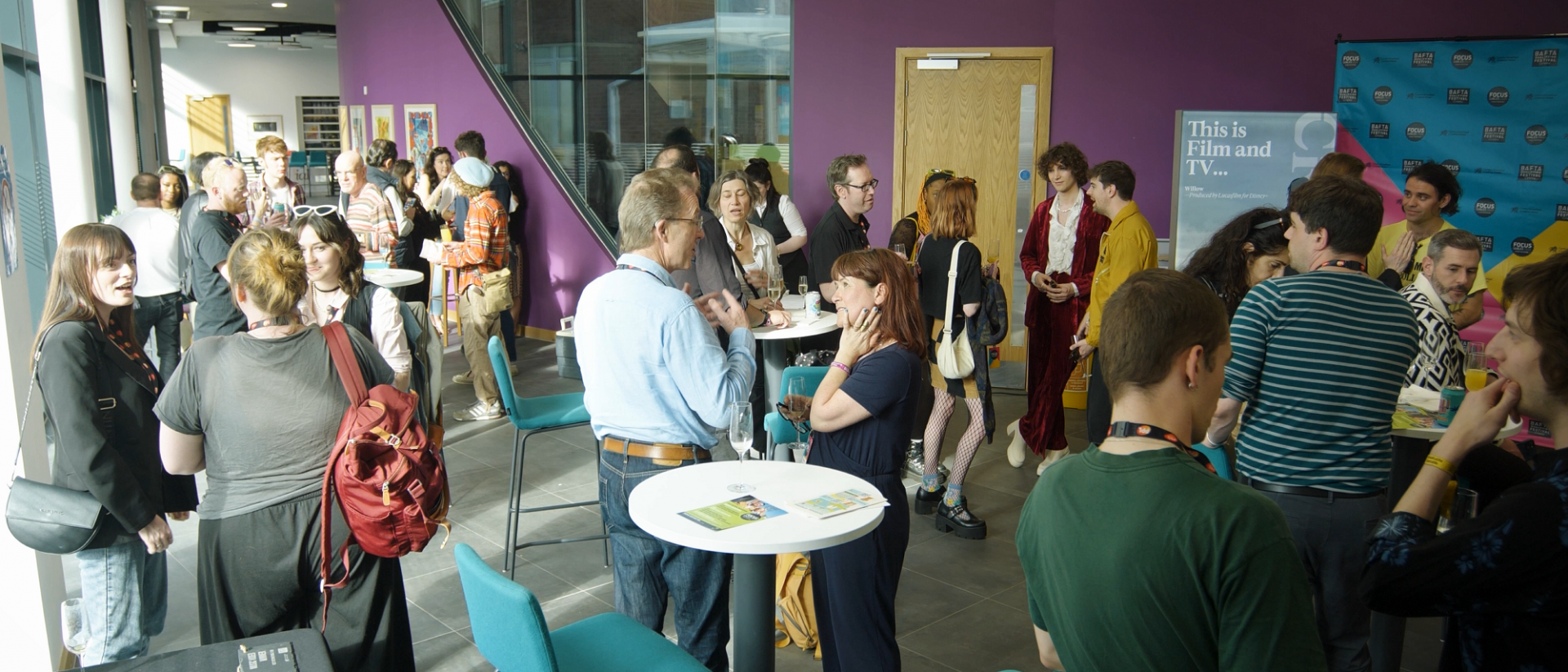 photo of a group of people mingling at FOCUS Wales film festival